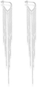 Soul Statement Women's Hoop Chain Silver Statement Earrings, Summer Festival Jewelry, Country Western Concert Dangles for Women & Teens