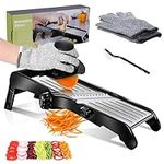 OZD Adjustable Mandoline Slicer, 3 in 1 Mandolines Vegetable Slicer with Stainless Steel Blades, Professional Kitchen Mandolin and Julienne Cutting for Potato, Onion, Send Safety Glove