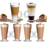 Ever Rich ® Latte Glasses Coffee Cups, Temperature Resistant Mugs for Cappuccino Tea Hot Drink Glass Cup, Ideal for Ice Cream Latte, Hot Chocolate (4 Pack) (6 Pack)