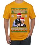 Season's Greeting from Nakatomi Plaza Ugly Christmas Sweater Men's T-Shirt, Gold-greetings, Large