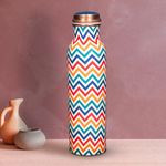 Allo Pure Copper Water Bottle 1 Litre Copper Bottle | Alkaline and Anti Oxidant | 100% Leak Proof, Office, Gym Bottle, Modern Tamba Bottle for Adults, Best Gift for Diwali (Chevron, MultiColor)