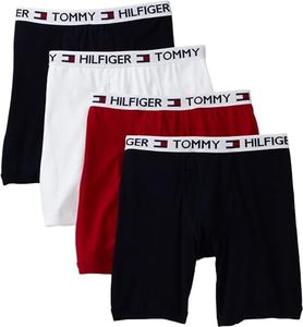 Tommy Hilfiger Men's 4 Pack Boxer Brief, Red/Navy/White, Medium