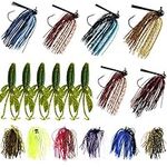 Weedless Bass Fishing Jig Skirt Set-18Pcs Bass Swim Football Jigs Silicon Rubber Skirt Artificial Lure Baits Creature Fishing Lure Kit Flipping Jig for Bass Fishing