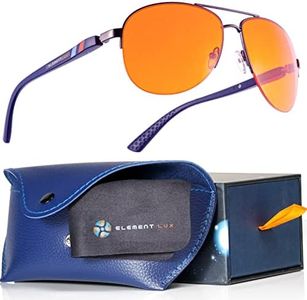 Blue Light Blocking Glasses by ELEMENT LUX - 99% Amber Blue Blocker Glasses - For Better Sleep, Eye Strain, Migraine Relief, Gaming, Computer Screen Filter - Men and Women (Large-XL)