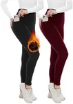 Opuntia 2 Pack Fleece Lined High Waisted Leggings for Women - Warm Winter Pants Tummy Control Yoga Hiking Running Tights