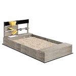 Outsunny Kids Sandbox with Liner, Outdoor Wooden Sandpit Children Play Station with Kitchen Design, Sink, Planting Boxes for Garden, Backyard, 3-7 Years Olds, 61" x 31.5" x 24"