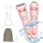 AOGOE 2 in 1 Bikini Trimmer Lady Shavers for Women, Wet and Dry Electric Body Hair Trimmer, Cordless Waterproof Facial Hair Removal Shaver Razor for Painless Trimming of Pubic Face Underarm Legs