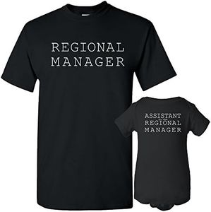 UGP Campus Apparel Regional Manager, Assistant Regional Manager - Funny Joke Adult T Shirt & Infant Creeper Bundle - Black - Adult 3XL / 12 Months