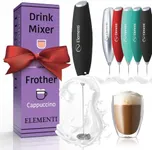 Elementi Drink Mixer Handheld - Powerful Protein Powder Mixer, Easy to Use Handheld Drink Mixer Wand for Quick Delicious Cocktails, Milk Frother Coffee Mixer Wand, Coffee Stirrers Electric Mini Mixer