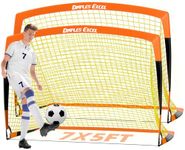 Dimples Excel Soccer Goal Kids Soccer Net for Backyard, 2 Set (7' x 5', Orange Black)