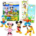 Mickey and Friends Mini Figures 5 Pack - Toy Bundle with 5 Cupcake Topper Figurines Including Mickey, Minnie, and More Plus Mickey Stickers and More (Party Supplies)