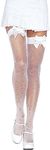 Leg Avenue Women's OS Satin Bow Fishnet Thigh Highs, White, One Size