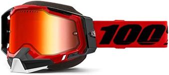 100% Racecraft 2 Snowmobile Anti-Fog Goggles - Powersport Racing Protective Eyewear (RED - Mirror Red Lens)