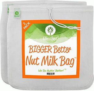 Pro Quality Nut Milk Bag - Big 12"X12" Commercial Grade - Reusable Almond Milk Bag & All Purpose Food Strainer - Fine Mesh Nylon Cheesecloth & Cold Brew Coffee Filter - Free Recipes & Videos White