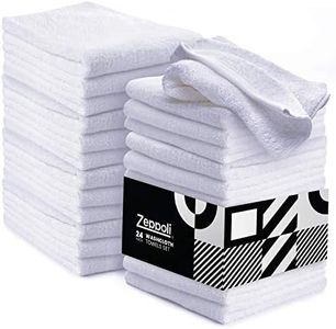 Zeppoli Wash Cloth Towels by Royal, 24-Pack, 100% Natural Cotton, 12 x 12, Soft and Absorbent, Machine Washable, White (24 Pack)
