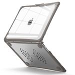 IBENZER Compatible with 2024 2023 2022 MacBook Air 13 inch Hexpact case, Heavy Duty Case for M3 A3113 M2 A2681, Protective Cover for Mac Air 13.6 with Touch ID, Gray, CA-HPE-AT13-KK-GY