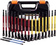 Facoow Magnetic Nut Driver Set for Impact Drill, 19 Pcs with Metric & SAE Including PH1 & PH2, 6 Inch Extra Long Nut Driver Set with Storage Case, Durable for Professional and Diy Projects