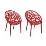 Nilkamal Mid Back Chair with Arm CRYSTALPC| Chair for Living Room, Bed Room, Kitchen, Office Room, Outdoor| 100% PolyPropylene Stackable Chair | (Red Wine, Set of 2)