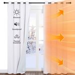 NICETOWN Living Room Curtains Soundproof - White Curtain Panels Completely Shaded Grommet Top Drapes,Lined Insulated Window Treatment Sound Deadening Drapes (Pure White,2 Pieces,W52 x L84)