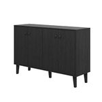 Panana Sideboard Buffet Cabinet Kitchen Storage Cabinet 4 Doors Console Table for Living Room (Black)