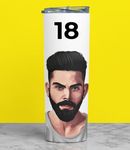 THEWHOOP Virat Kohli Printed Stainless Steel Tumbler 600 ml Water Bottle Best Gift for Boys, Girls, Men, Women (Set of 1, White) (Grey)