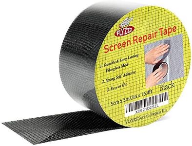 FLYZZZ Window Screen Repair Kit Tape with Stitching Thread, Black(16.4FT), Waterproof 3-Layer Strong Adhesive Window Screen Doors Patch Tape Suitable for Covering Holes&Tears Instantly