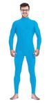 Gaoin Men's and Women's Stretch Spandex Zentai Unitard Bodysuit Costume Without Hood Feet Hands, Sky Blue, Medium