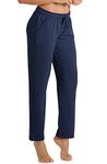 icyzone Women's Sweatpants Sport Joggers Pants Lounge Straight Leg Trousers with Pockets (M, Navy)