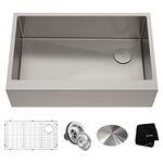 KRAUS 33 x 21 inch Standart PRO™ Farmhouse Modern Flat Apron Front 16 Gauge Single Bowl Stainless Steel Kitchen Sink