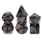 7 Pieces DND Dice Set for Dungeon and Dragons, Purple Nebula Polyhedral Dice RPG Role Playing Table Games D&D D20 D12 D10 D8 D6 D4 (Black)