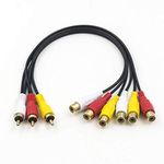 Duttek RCA Splitter Cable, AV Splitter 3 RCA Male Jack to 6 RCA Female Plug RCA Y Splitter Extension Audio Video AV Adapter Cable 30cm/11.8 Inch