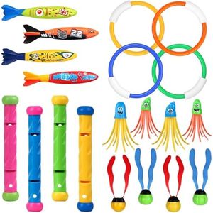 Cakuni Juguetes de Buceo en Piscina, Juguetes Piscina Anillos de Buceo Torpedos Bandidos Palos de Buceo Juguetes para Piscina Natación Subacuática Verano Juegos para Niños Buceo