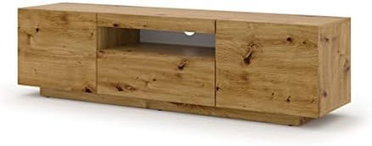 Aura - Armoire basse Hi-Fi pour TV - 150 cm - Universelle - À suspendre ou à poser - Avec LED - Chêne artisanale