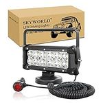 SKYWORLD 7 inch 36W Portable Magnetic Base LED Work Light, 12V 24V Off road Driving Fog Lights Lamp Square Spotlights for 4x4 Car SUV ATV Truck Tractor Excavator, 6000K White Led Search Lights