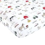 Hudson Baby Unisex Baby Cotton Fitted Crib Sheet, Farm, One Size