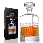 LIGHTEN LIFE Whiskey Decanter,34 oz Liquor Decanter with Glass Stopper in Gift Box,Premium Bourbon Decanter,Crystal Scotch Decanter for Whiskey,Bourbon,Scotch