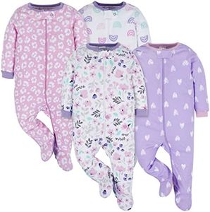 Onesies Brand Baby Girl's 4-Pack Sleep 'N Play Footies Multi Pack, Rainbows, 6-9 Months