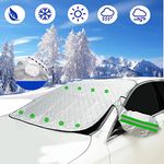 Linarun Car Windscreen Cover for Winter Magnetic Windscreen Frost Protector Heavy Duty Thick Windshield Snow Cover Screen Cover Ice Frost Wiper & Mirror Protector, Sun UV Covers for Cars, SUV, Van