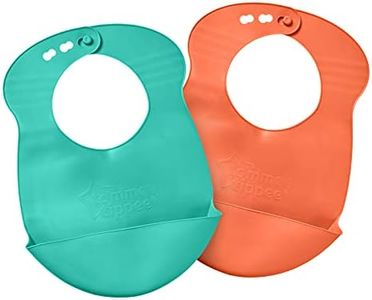 Tommee Tippee Roll ‘n’ Go Baby Bib with Crumb and Mess Catcher, Soft and Flexible Roll Up Material, Easy Clean, Adjustable Neckband, 6 Months and up,2 Pack