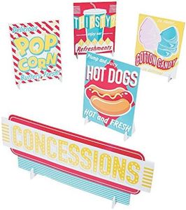 CONCESSIONS Signs (5 PC Set) - Party Decor - 5 Pieces