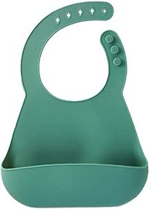 NumNum Silicone Bib for Babies & Toddlers | Waterproof, Soft, BPA Free 100% Food Grade Silicone | Self Feeding, Adjustable Fit, Unisex (Glacier Green)