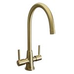 Bristan Monza Kitchen Tap - Swivel spout, Two Lever EasyFit Brushed Brass Kitchen Sink tap, MZ SNK EF BB