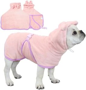 Fnaobai Pet Bathrobe for Dog Cat Absorbently Quick Drying Coat Cute Dogs Bath Towel Hooded Robe Adjustable Collar & Belly Strap for Pool Beach (Pink, X-Large)