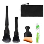 Kioiner 4 Pcs Car Detailing Brush, Soft Bristles Dust Brush, Car Interior Cleaning Brushes for Auto Dashboard Interio Engine Bay Air Vents Wheel Cup Holder Seat Leather Gap Skylight Keyboard Computer