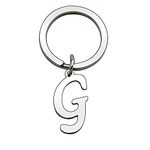 AIMINI Personalized Women Men Silver Letter Alphabet Initial Keyring Bag Car Key Ring Chain (G)