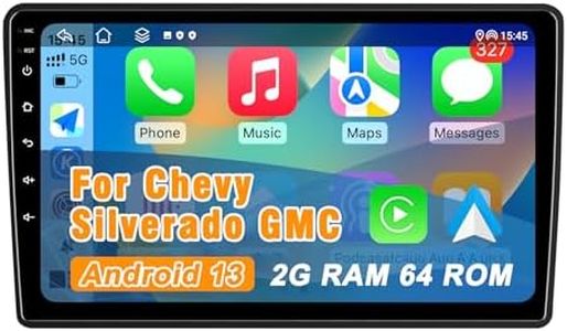 Car Radio Stereo 2G+64G Android 13 10 Inch for Chevy Chevrolet Silverado Tahoe GMC Sierra Yukon Car Head Unit with CarPlay Android Auto GPS Navi WiFi Bluetooth FM