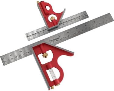 Faithfull FAICS300TP Combination Square Twin Pack 150 & 300mm (6 & 12in),Silver/Red