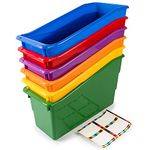 Really Good Stuff Durable Magazine, Book, Folder, File and Binder Holders – Ideal for Narrow or Vertical Storage Needs – Instantly Color Code Your Classroom – Assorted Primary Colors (Set of 6)