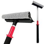 2 in 1 Telescopic Window Squeegee with Durable Squeegee Blade and Sponge Attachment - Window Cleaning Kit Perfect to Use as Shower Cleaner Squeegee, Window Cleaner & Car Window Squeegee