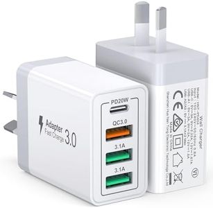 [2-Pack] 40W USB C Charger, 4-Port USB Wall Charger Dual Port PD+QC AU Plug Multi USB Power Adapter Compact Charger Compatible with iPhone 16/15/14/13/12,iPad,Samsung